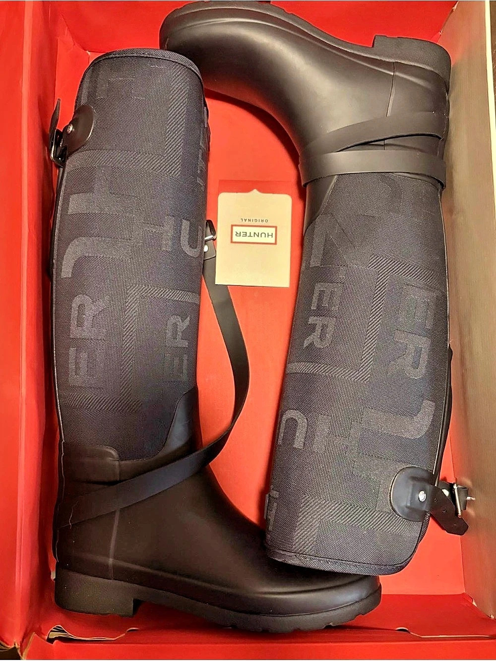 Hunter Original Tall Exploded Logo Rain Boots Black